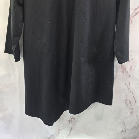 J Jill Shirt Women XS Black Long Sleeve Poplin Assymetric Tunic Button Back - Picture 7 of 11